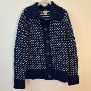 LL Bean Women's Navy Wool Cardigan Sweater